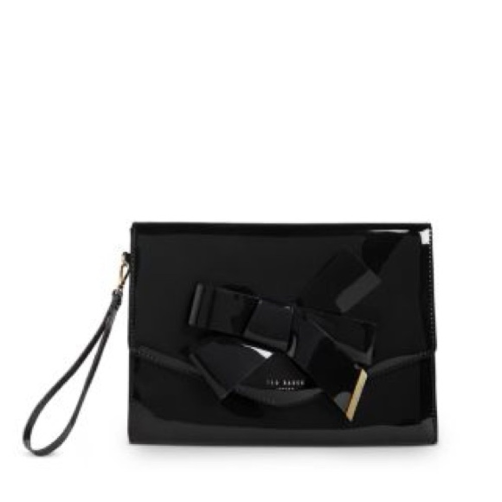 Ted Baker Black Nikkey Knot Bow Envelope clutch